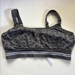 Momcozy Nursing Bra Grey Leopard‎ Print Wireless Maternity Size XL